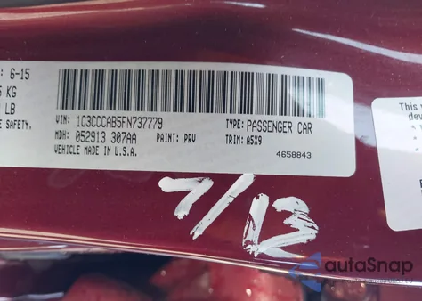 2015 Chrysler 200 Limited z USA, uszkodzony, nr VIN 1C3CCCAB5FN737779